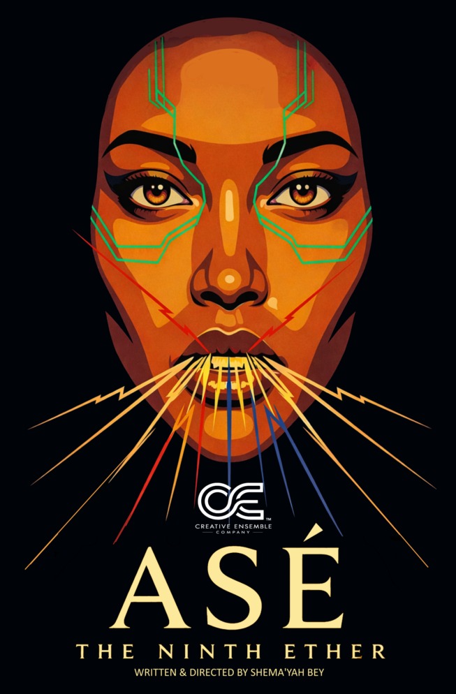ASÉ: The Ninth Ether poster — illustrated face with lightning rays